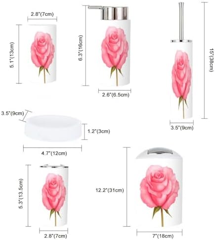 6 Piece Rose Pink Bathroom Accessory Set 1