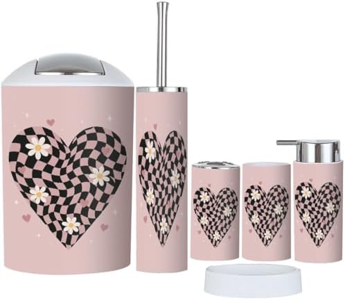 Boho Slogan Graphic Bathroom Accessory Set 6 Piece