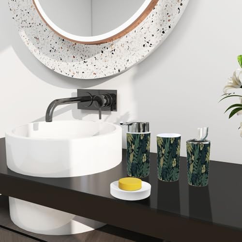 Boho Fern Leaf Bathroom Accessory Set 6 Piece