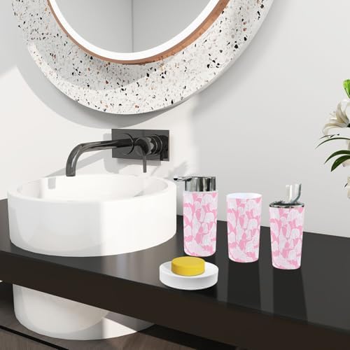 Boho Bathroom Accessory Set 6 Piece White Ginkgo Leaves