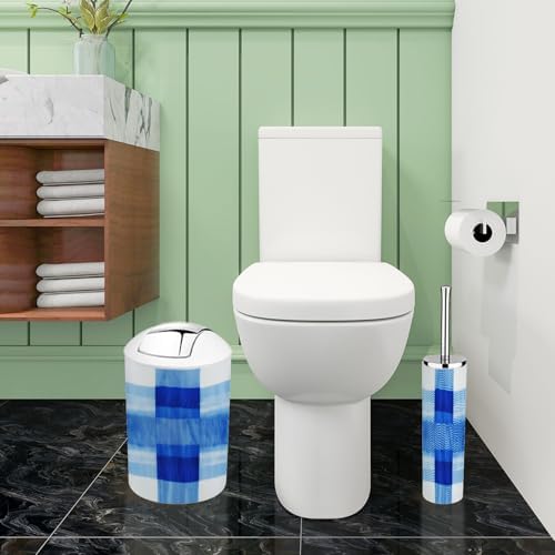 Boho Check Plaid Bathroom Accessory Set of 6
