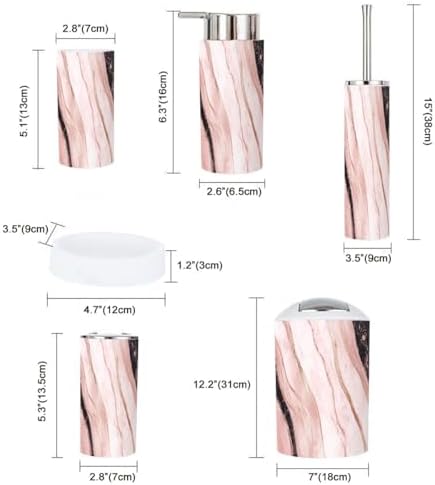 Boho Marble Style Bathroom Accessory Set 6 Piece