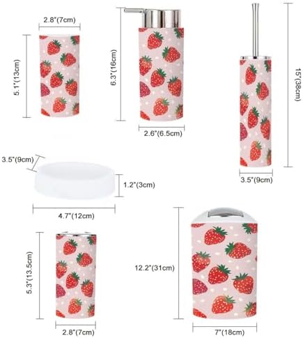 Boho Strawberry Bathroom Accessory Set 6 Piece