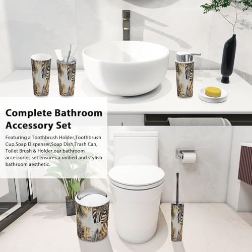 Boho Abstract Tropical Art Bathroom Accessory Set 6 Piece