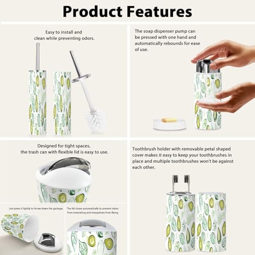 Boho Bathroom Accessory Set 6 Piece White Plastic