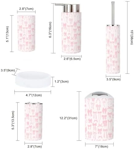 Cute Coquette Bathroom Accessory Set 6 Piece