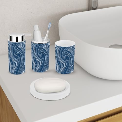 Navy Blue Bathroom Accessory Set 6 Piece
