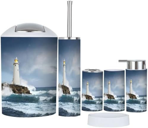 6 Piece Bathroom Accessory Set White Lighthouse Design