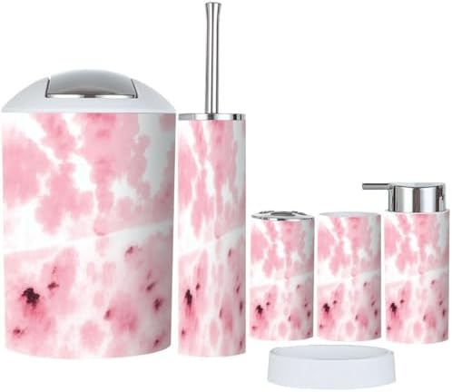 Boho Cow Skin Print Bathroom Accessory Set 6 Piece 1