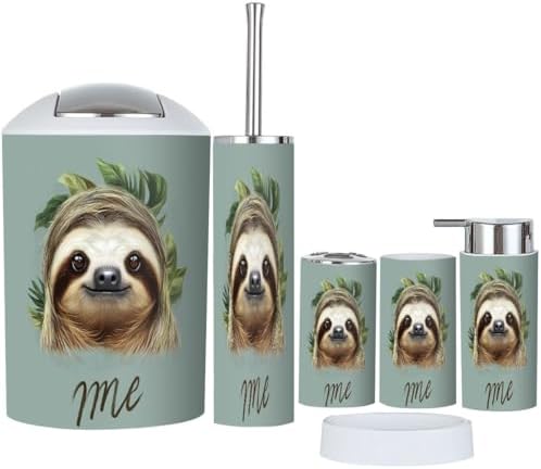 Boho Sloth Bathroom Accessory Set 6 Piece 1