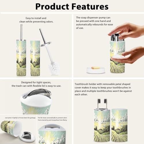 TRANQDEHOM Bathroom 6 Piece Boho Trash Can Set