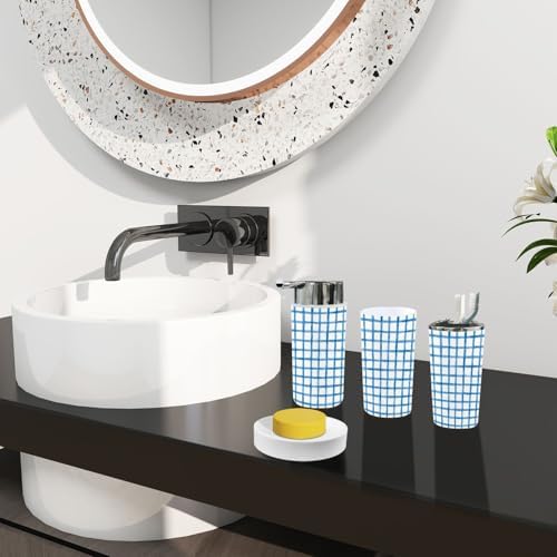 Boho Blue Bathroom Accessory Set 6 Piece