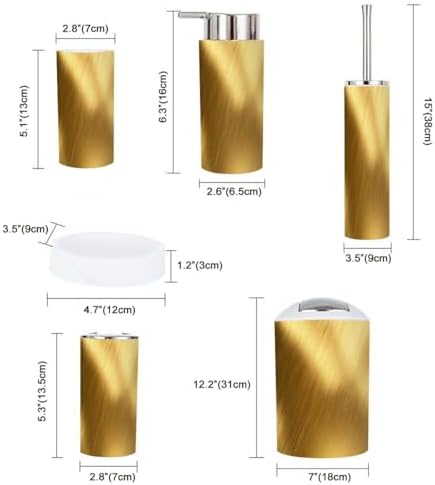 Boho Gold Texture 6-Piece Bathroom Accessory Set