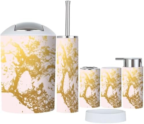 Boho Golden Marble Bathroom Accessory Set 6 Piece