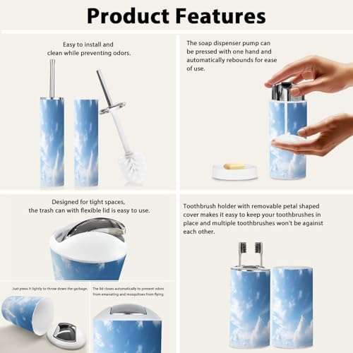 Boho White Bathroom Accessories Set 6 Piece