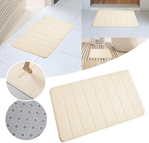 Memory Foam Non-Slip Bathroom Mat with Rubber Backing 16x24 Beige