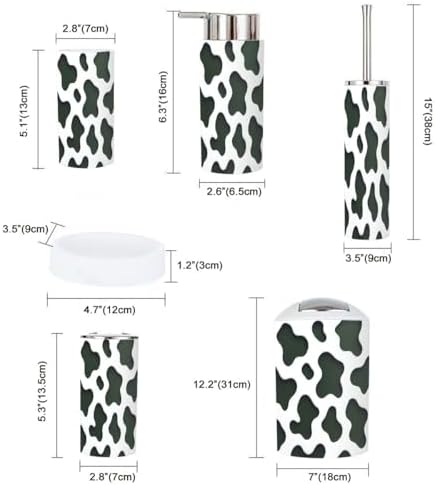 Boho Bathroom Accessory Set of 6 - Black White