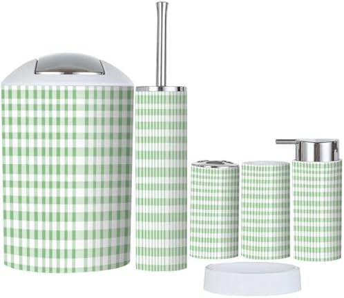 Boho Gingham Bathroom Accessory Set 6 Piece