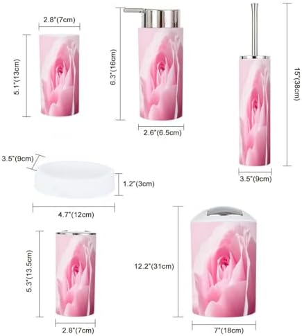 Boho Bathroom Accessory Set 6 Piece Light Pink