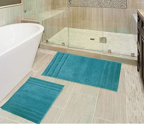 All American Collection 2 PC Bath Mat Set Turquoise