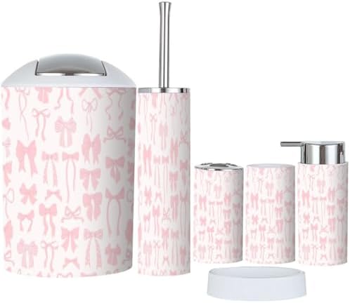 Cute Coquette Bathroom Accessory Set 6 Piece