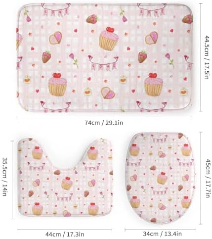 Kuizee 4 Piece Shower Curtain Set with Rugs Soft Pink Bathroom Accessories