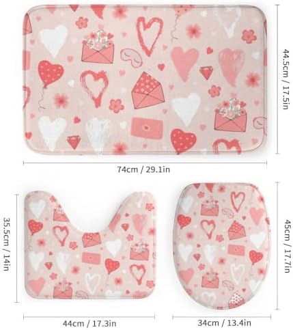 Kuizee 4-Piece Shower Curtain Set with Heart Design 1