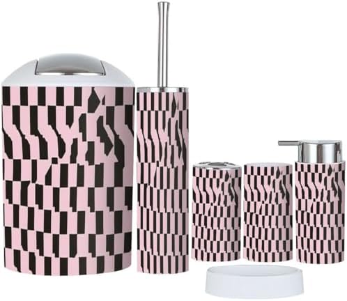 Boho Houndstooth Bathroom Accessories Set 6 Piece