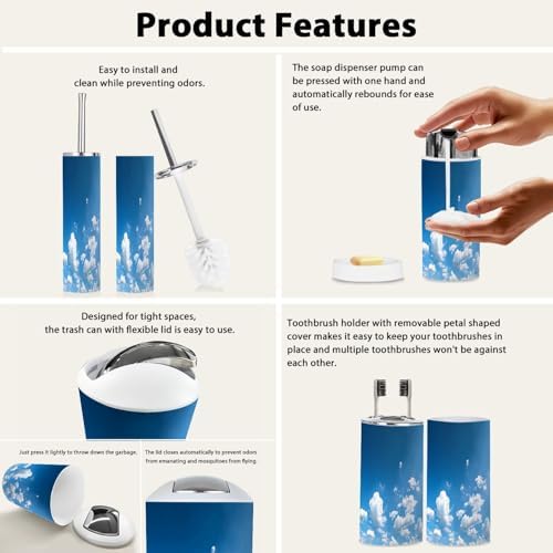 Boho Blue Sky 6-Piece Bathroom Accessory Set