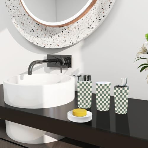 Boho Checkerboard Bathroom Accessory Set of 6