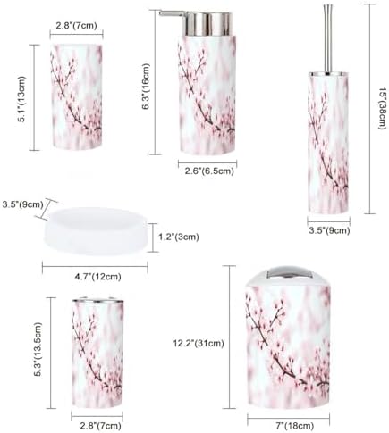 Boho Cherry Blossom 6 Piece Bathroom Accessory Set
