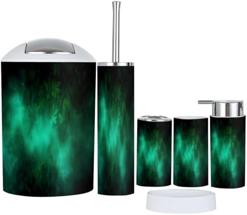 TRANQDEHOM 6-Piece Boho Green Bathroom Accessory Set