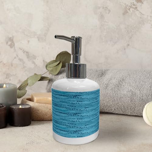 Ambesonne Nautical Soap Dispenser Toothbrush Holder Set Deep Sky Blue Teal