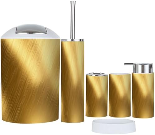 Boho Gold Texture 6-Piece Bathroom Accessory Set