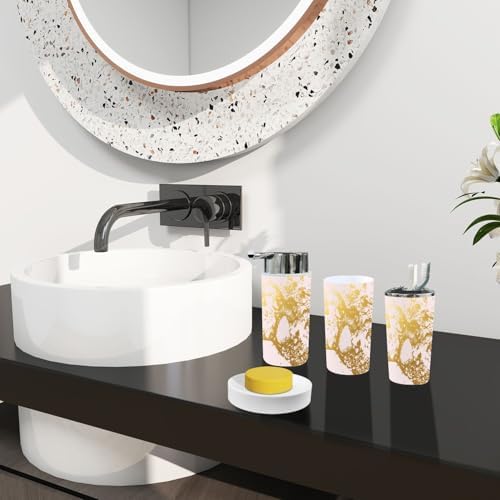 Boho Golden Marble Bathroom Accessory Set 6 Piece