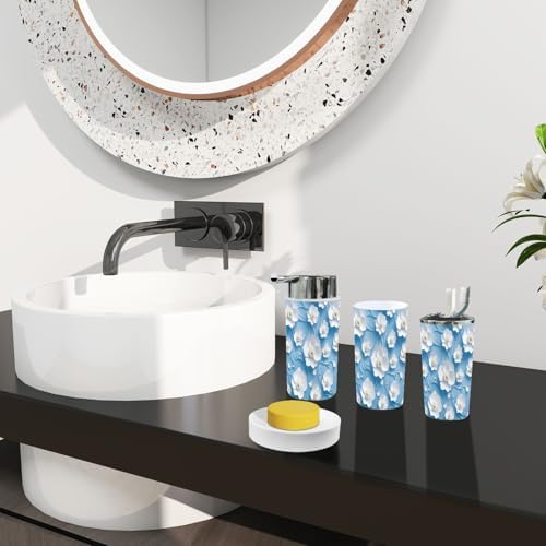 Boho Bathroom Accessory Set 6 Piece Festive Blue