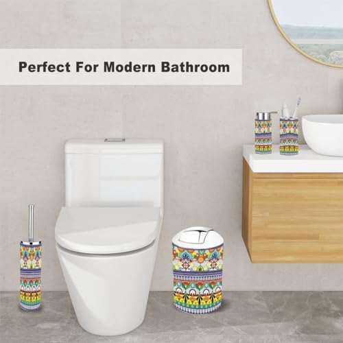 6 Piece Boho Bathroom Accessory Set with Talavera Decor