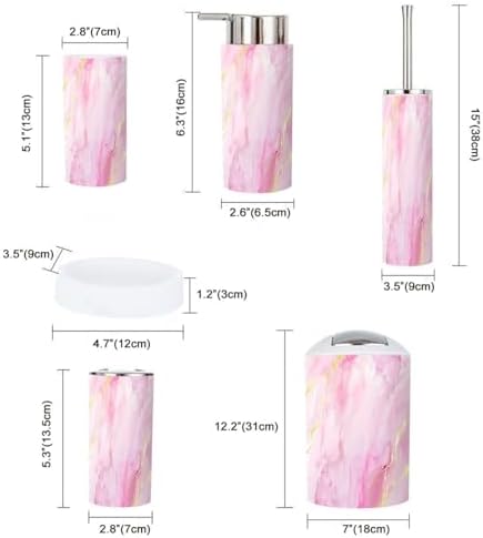 Boho Blush Pink Bathroom Accessory Set 6 Piece 1