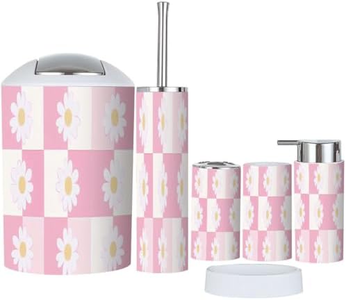 Boho Floral Bathroom Accessory Set 6 Piece 1