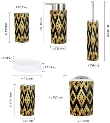 Bathroom Accessory Set 6 Piece Boho Gold Design