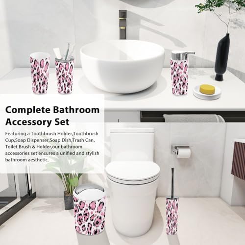 Boho Abstract Leopard Bathroom Accessory Set 6 Piece