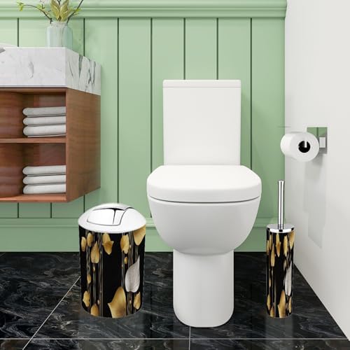 Boho 3D Golden Ginkgo Tree Bathroom Accessories Set 6 Piece