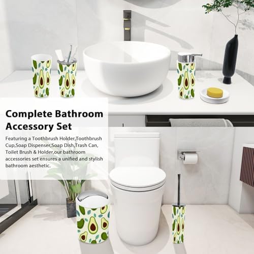 Boho Avocado Bathroom Accessory Set 6 Piece 1