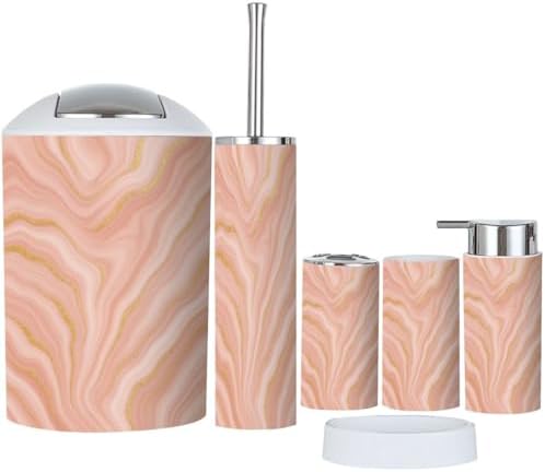 TRANQDEHOM 6 Piece Boho Liquid Marble Bathroom Accessories Set