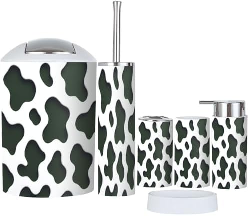 Boho Bathroom Accessory Set of 6 - Black White