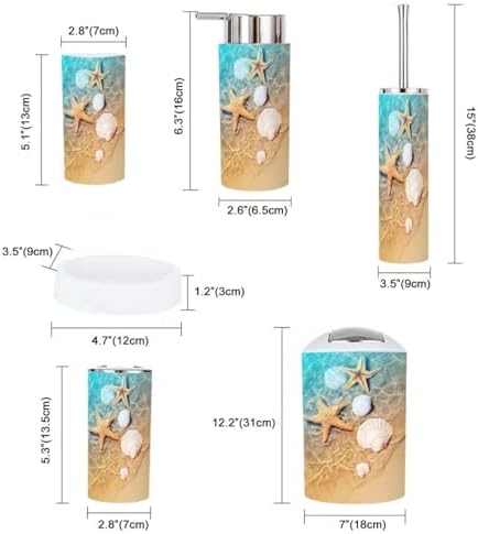 6 Piece Bathroom Accessory Set with Starfish Design
