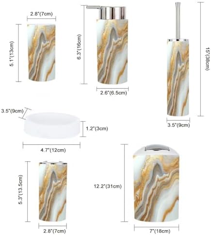 Boho 6-Piece Bathroom Accessory Set with Marble Texture