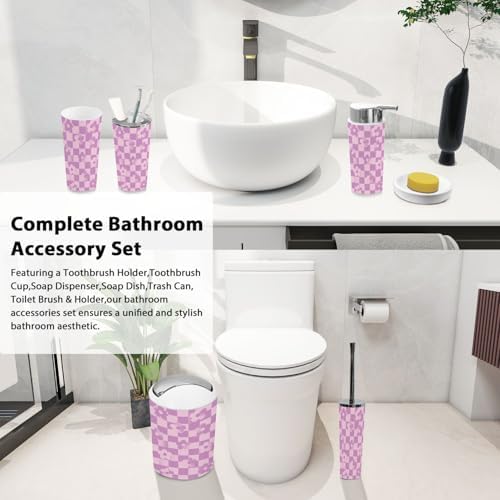 Boho Checkerboard Bathroom Accessory Set 6 Piece