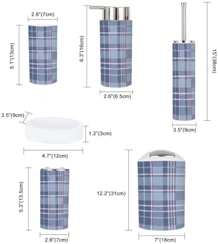 Boho Plaid Bathroom Accessories Set of 6