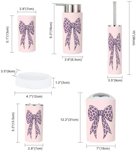 Boho Bathroom Accessory Set 6 Piece with Cute Quotes